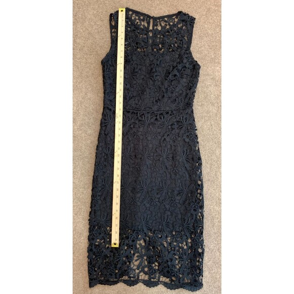 BISOU BISOU Dress Womens 8 Sleeveless Lace Midi Bodycon Tank Sheath Floral Black - Picture 6 of 9